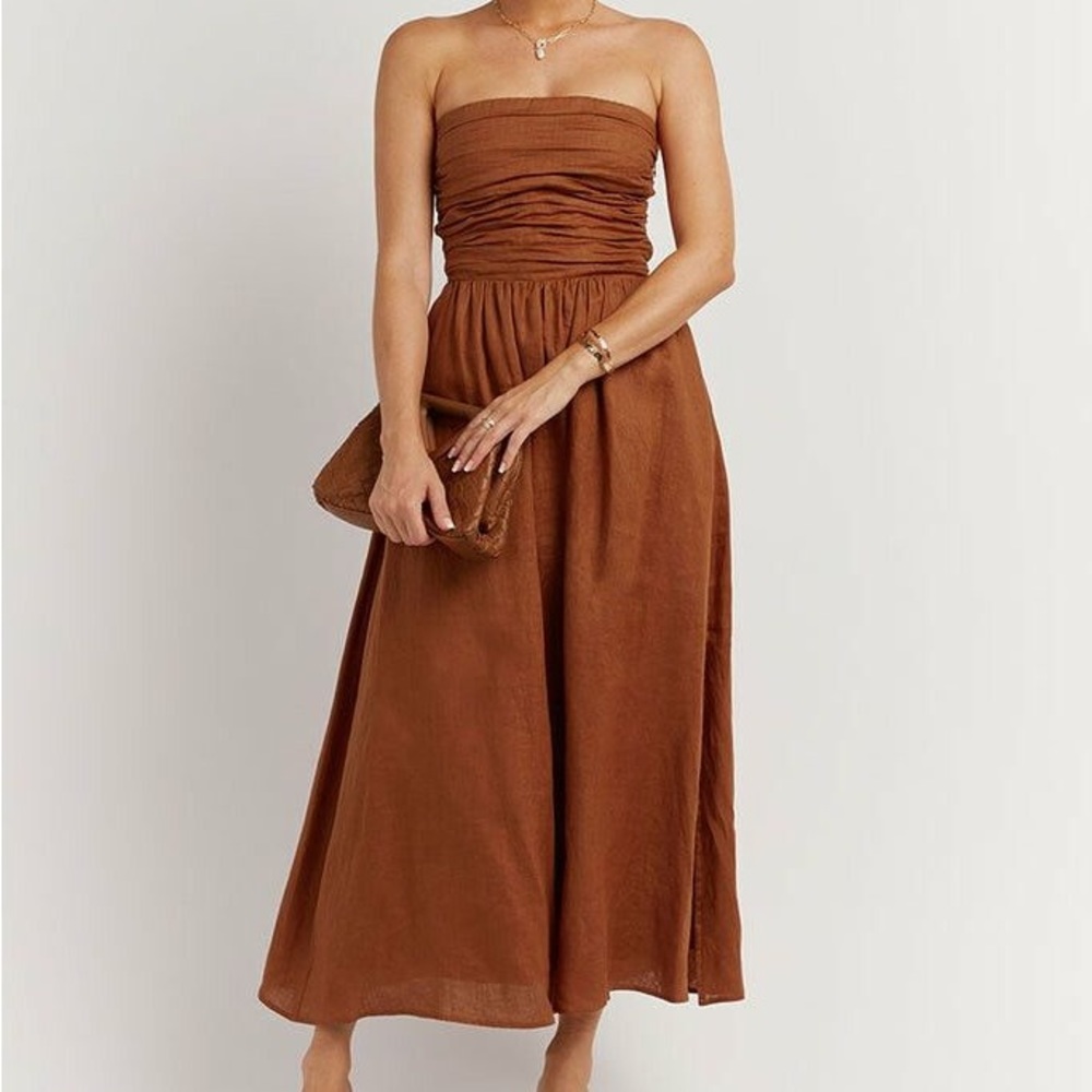 DISSH LEXI SPICE LINEN MIDI DRESS - AUS size 8, US size 4